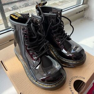 Dr. Martens Black Patent Leather Lace-Up Boots